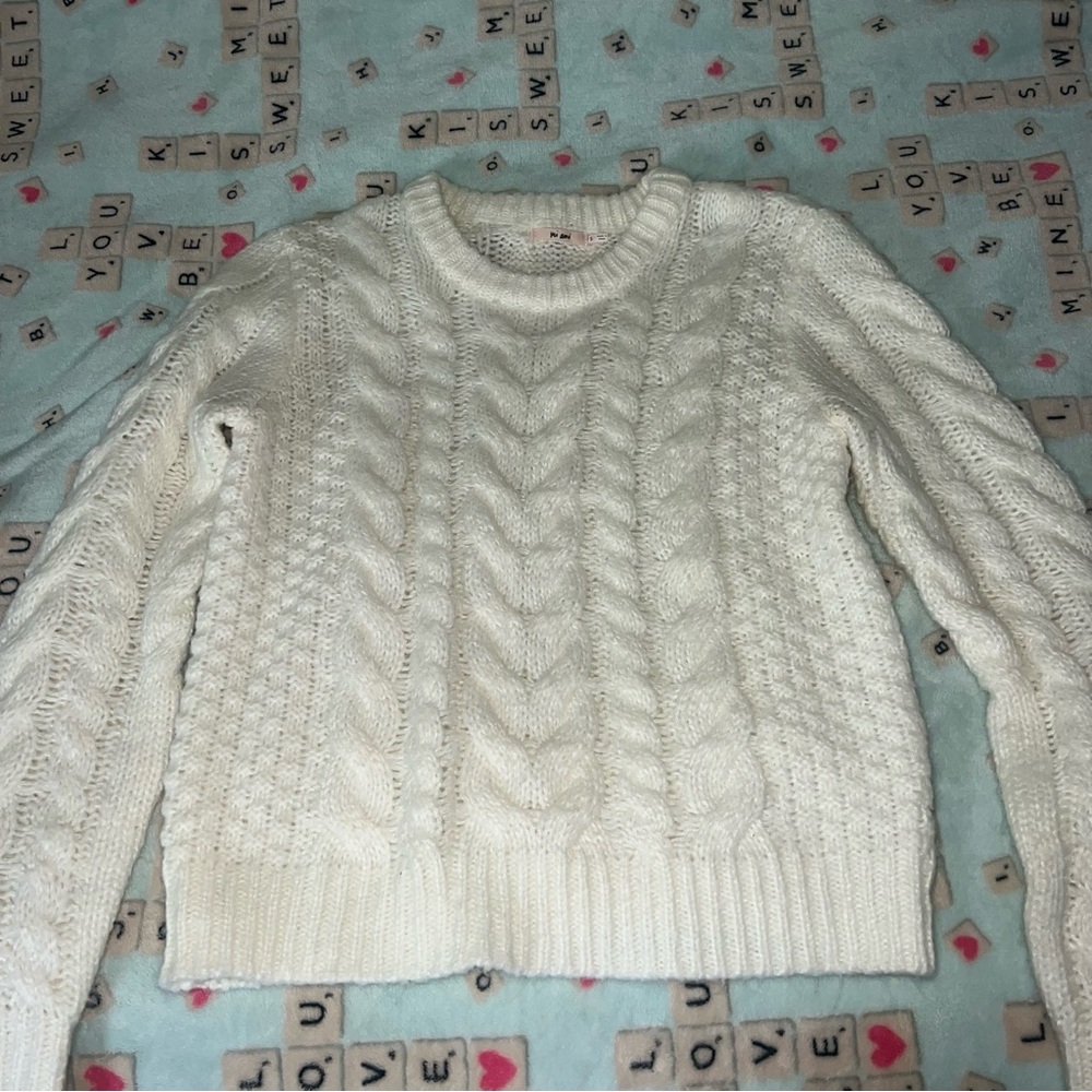 Francesca's Collections Cream Cable Knit Sweater